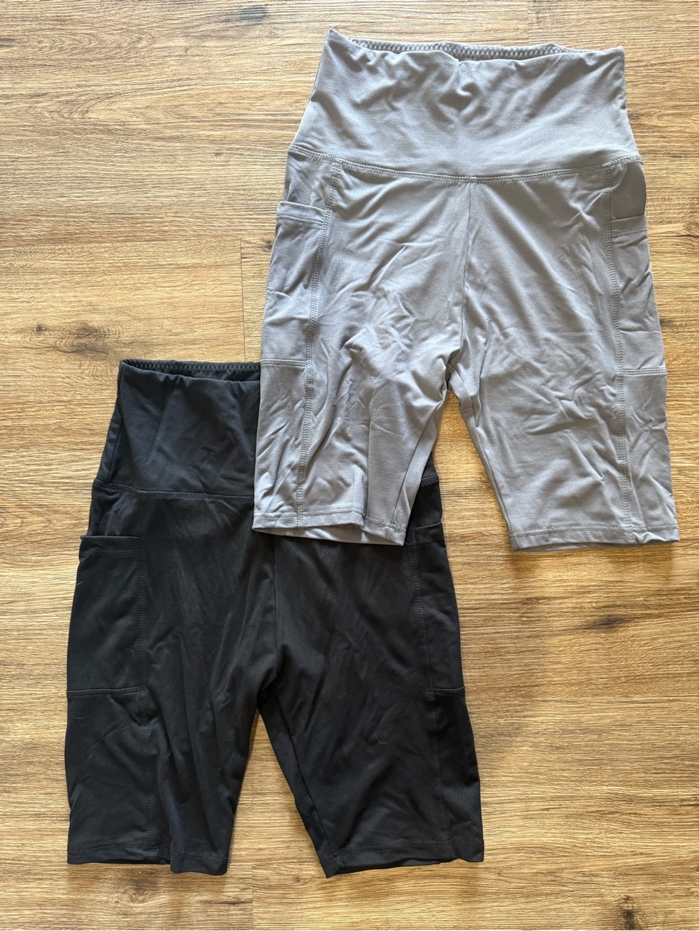 & Other Stories High-Waist Bike Shorts in Black & Light Gray